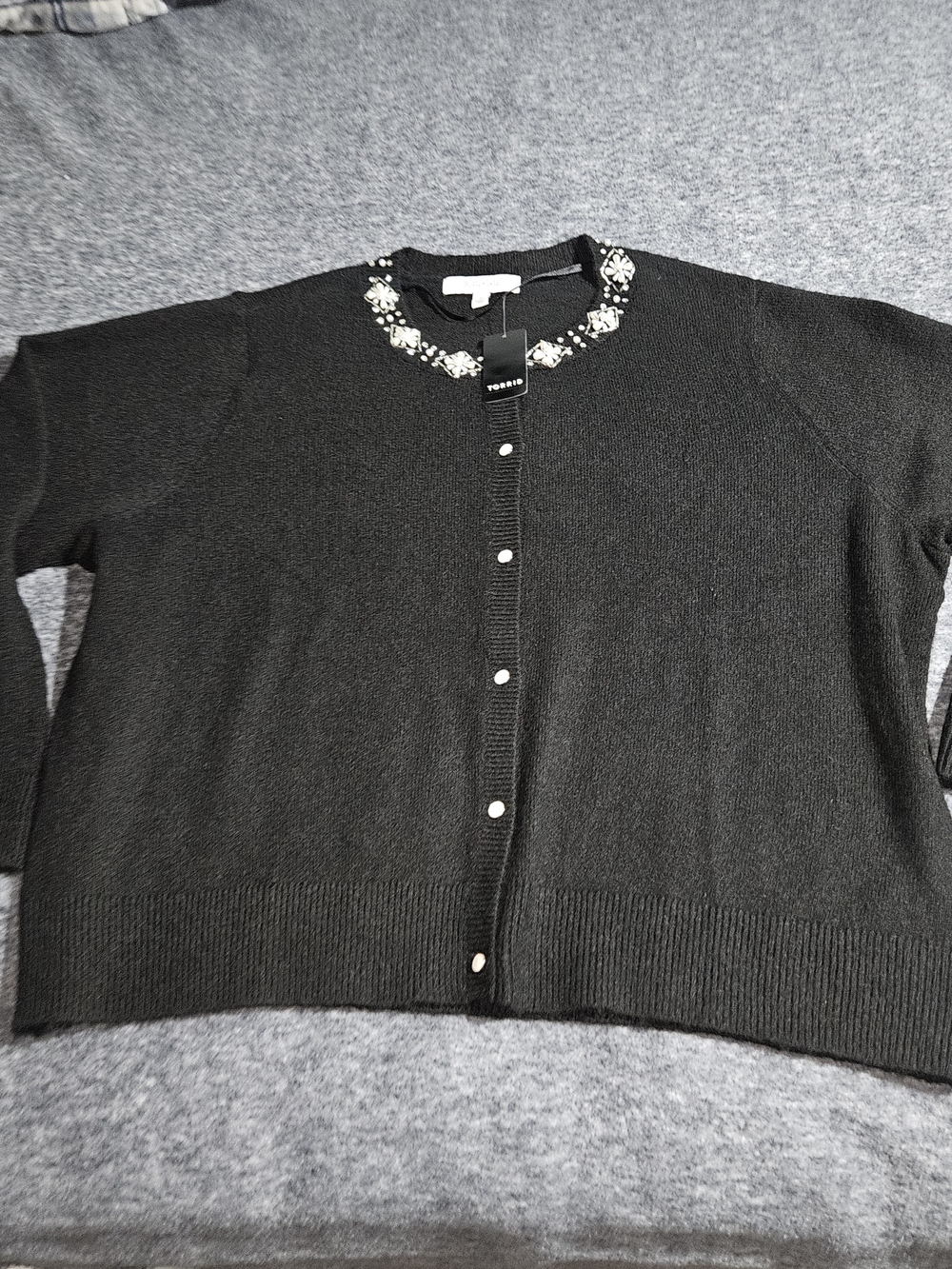 Torrid Black Embellished Crewneck Cardigan Super Soft